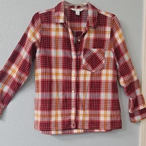 Old Navy Red, White & Yellow Plaid Button-Front Shirt